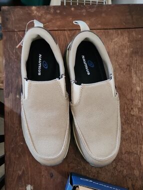 Nautilus Beige Canvas Slip-On Loafers